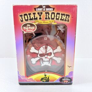 Jolly Roger Skull Pirate Alarm Clock Light Sound Silent Sweep New Box